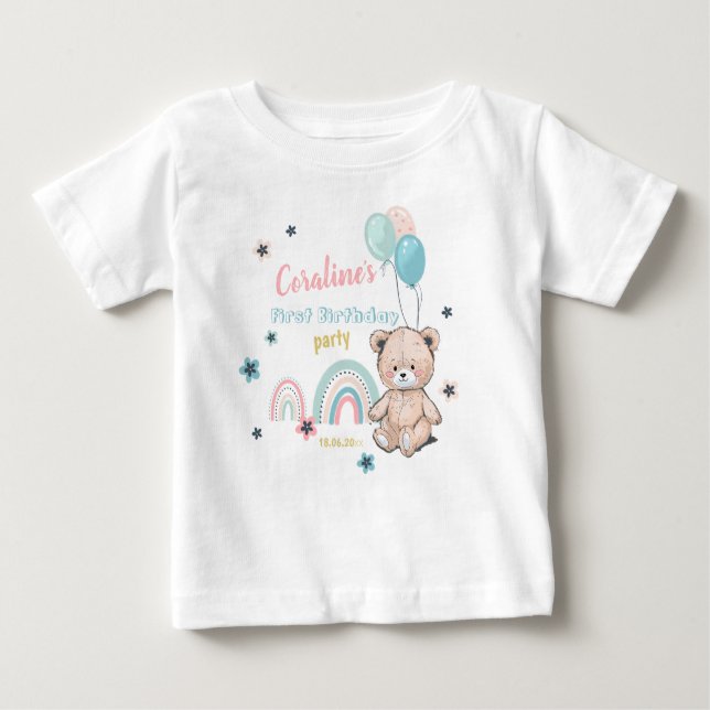 1. Geburtstag T - Shirt mit einem niedlichen Teddy (Vorderseite)