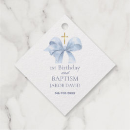 1. Geburtstag & Taufe Boys Blue Bow Vielen Dank Geschenkanhänger