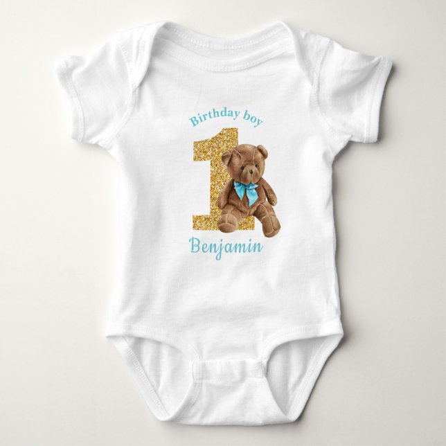 1. Geburtstag Teddy Bear Baby Bodysuit Baby Strampler (Vorderseite)