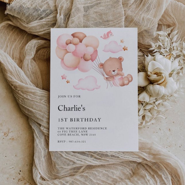 1. Geburtstag, Teddy Bear Einladung (1st Birthday, Teddy Bear Invitation)