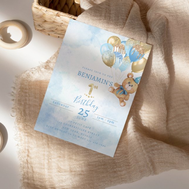 1. Geburtstag Teddy Bear Geburtstag Einladung (Von Creator hochgeladen)