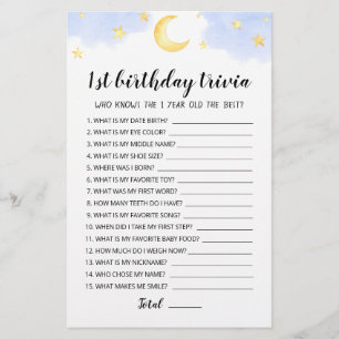 1. Geburtstag Trivia editierbares Spiel