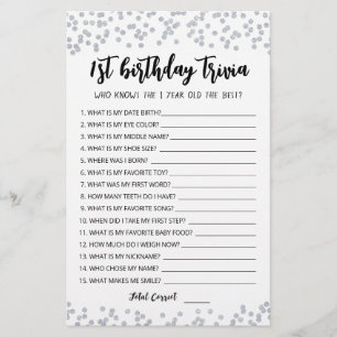 1. Geburtstag Trivia editierbares Spiel