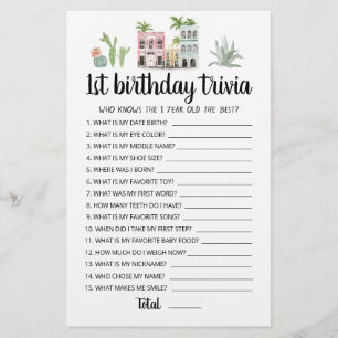 1. Geburtstag Trivia editierbares Spiel