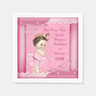 1. Geburtstag Tutu Niedliche Brünette Prinzessin I Serviette