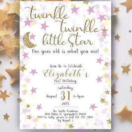 1. Geburtstag Twinkle Little Star Gold Girl Einladung