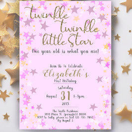 1. Geburtstag Twinkle Little Star Pink Girl Einladung