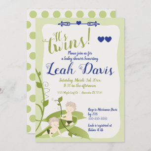 1. Geburtstag, Twins Baby Dusche Platterbsen Junge Einladung