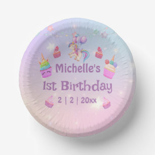 1. Geburtstag unicorns cupcakes mädchenhaft niedli Pappteller