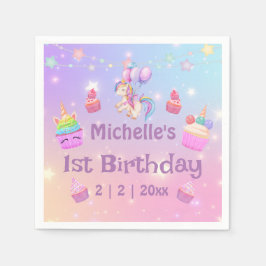 1. Geburtstag unicorns cupcakes mädchenhaft Spaß Serviette