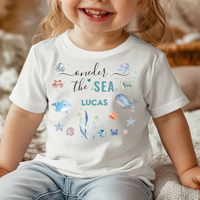 1. Geburtstag unter dem Meer Baby T-shirt (oneder the sea whale sea life party underwater whale ocean animals 1st birthday summer narwhal beach)