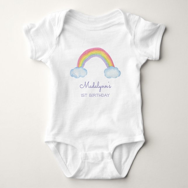 1. Geburtstag Wasserfarbe Regenbogen Baby Strampler (Vorderseite)