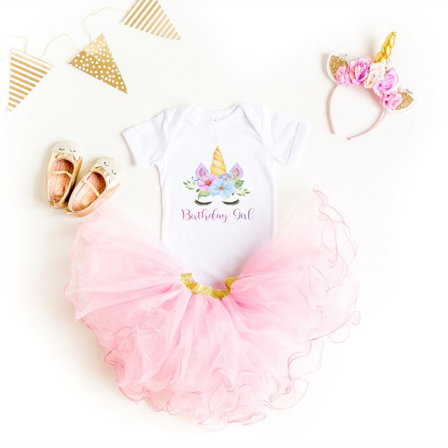 1. Geburtstag Wasserfarbenflora Magisches Einhorn Baby Strampler (Von Creator hochgeladen)
