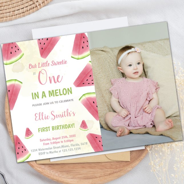 1. Geburtstag Watermelon Geburtstag Einladungen (1st Birthday Watermelon Birthday Invitations photo)