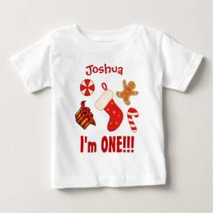 1. Geburtstag Weihnachtselemente V06 Baby T-shirt