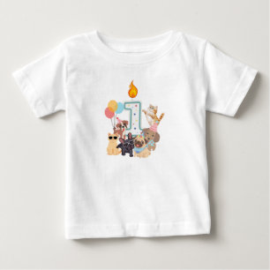 1. Geburtstag Welpen & Kätzchen Jungen oder Mädche Baby T-shirt