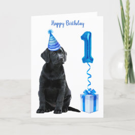 1. Geburtstag Welpenthema - Niedlicher Hund Blue P Karte