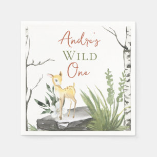 1. Geburtstag "Wild One" Brown Watercolor Baby Faw Serviette