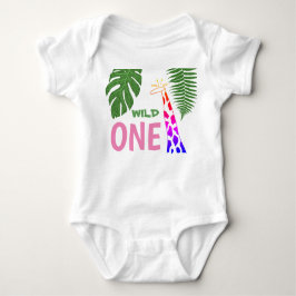 1. Geburtstag Wild One Pink Giraffe Safari Jungle Baby Strampler