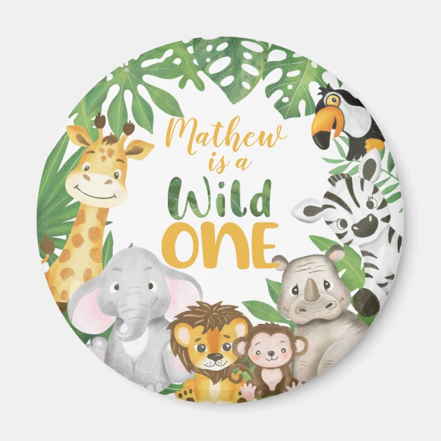 1. Geburtstag Wild One Safari Jungle Themed Magnet (Vorne)