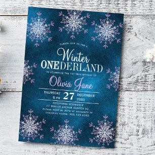 1. Geburtstag Winter Onederland Schneeflocken Mädc Einladung