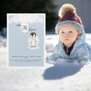 1. Geburtstag Winter Wonderland Blau Geburtstagsfe Einladung