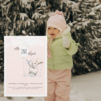 1. Geburtstag Winter Wonderland Blush Geburtstag  Einladung