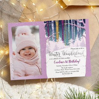 1. Geburtstag Winterwonderland Foto Einladung