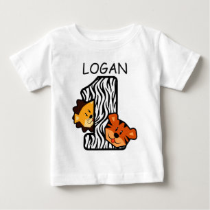 1. Geburtstag ZEBRA Tiger und Löwe 1 Jahr alt A7 Baby T-shirt