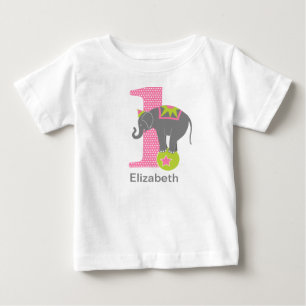 1. Geburtstag Zirkuselefant Rosa Baby T-shirt