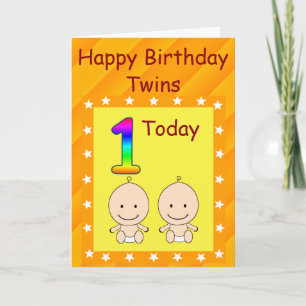 1. Geburtstag Zwillings-Personalisierung Karte