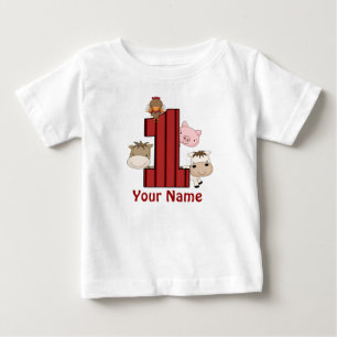 1. Geburtstags-Bauernhof-personalisierter T - Baby T-shirt