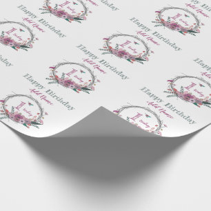 1. Geburtstags-Blume Wreath Geschenkpapier