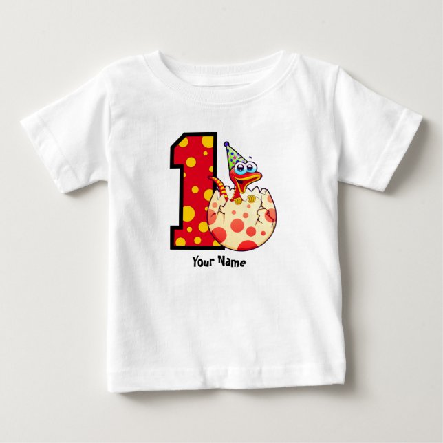 1. Geburtstags-Dino-Ei-Gewohnheit Baby T-shirt (Vorderseite)