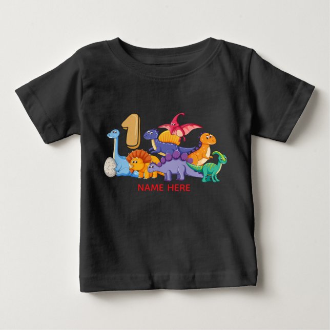 1. Geburtstags-Dinosaurier-Party Baby T-shirt (Vorderseite)