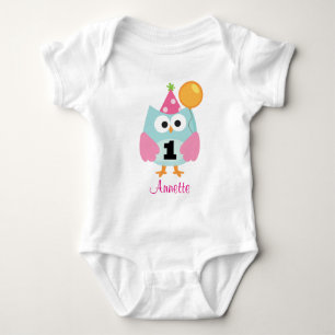 1. Geburtstags-Eulen-personalisierter Baby Strampler