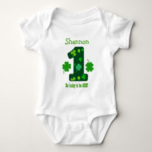 1. Geburtstags-Girl-Kleeblatt Nummer Individuelle  Baby Strampler