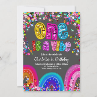 1. Geburtstags-Girls-Glitzer-Party Einladung