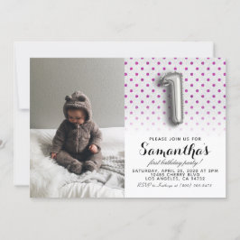 1. Geburtstags-Glitzer-Portrait Einladung