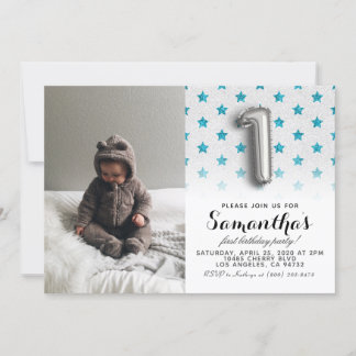 1. Geburtstags-Glitzer-Portrait Einladung