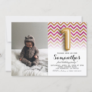 1. Geburtstags-Glitzer-Portrait Einladung