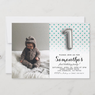 1. Geburtstags-Glitzer-Portrait Einladung