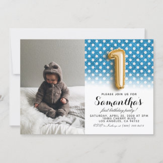 1. Geburtstags-Glitzer-Portrait Einladung