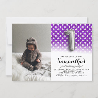 1. Geburtstags-Glitzer-Portrait Einladung