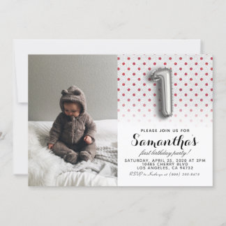 1. Geburtstags-Glitzer-Portrait Einladung