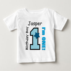 1. Geburtstags-Junge BLAU ein Jahr-individueller Baby T-shirt