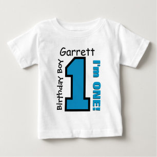 1. Geburtstags-Junge BLAU ein Jahr-individueller Baby T-shirt