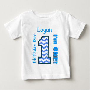 1. Geburtstags-Jungen-Zickzack jährige Gewohnheit Baby T-shirt