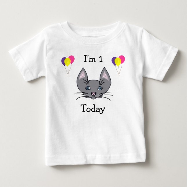 1. Geburtstags-Katzen-T - Shirt (Vorderseite)