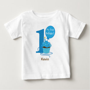 1. Geburtstags-Kuchen-Blau Baby T-shirt